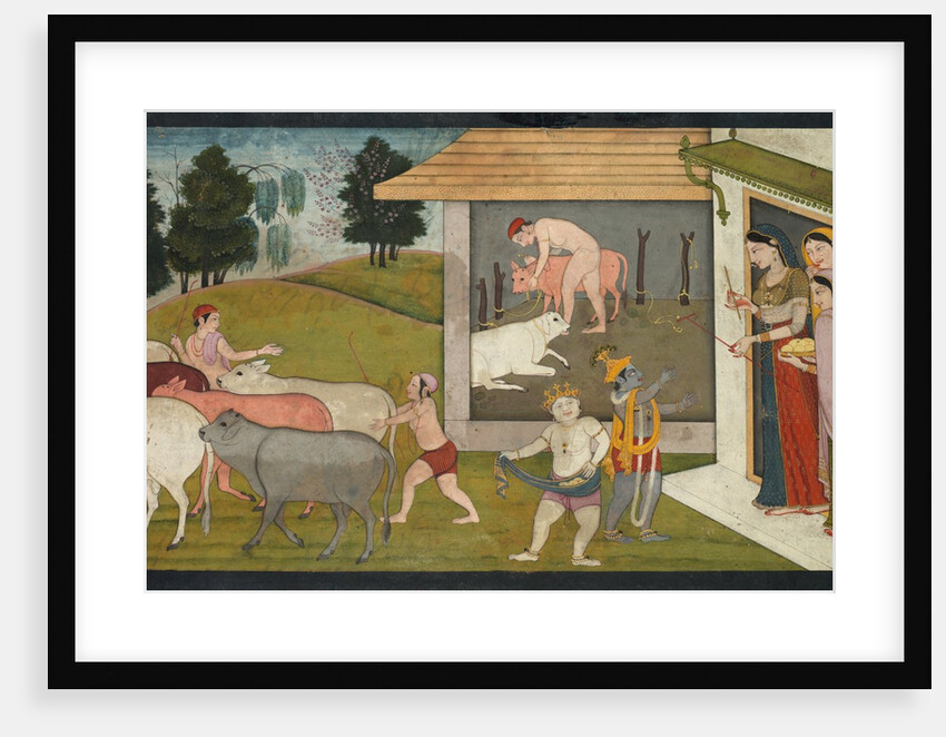 Krishna and Lakshmana Taking the Cattle Out to Graze, page from the Bhagavata Purana, c. 1780-1790 by Unknown
