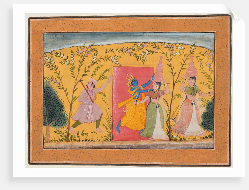 Krishna Exacts a toll from the Milkmaids, from a Bhagavata Purana, c. 1600 by Unknown