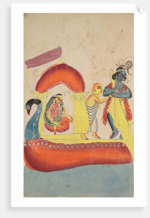 Krishna Ferrying Radha Across the Yamuna River, 1800s by Unknown