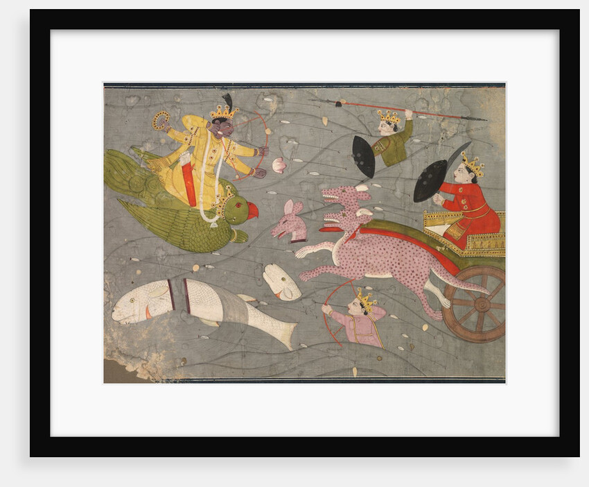 Krishna Fighting Vanasura's Sons: Scene from the Aniruddha Usha Section of Krishna Lila, c. 1840 by Unknown