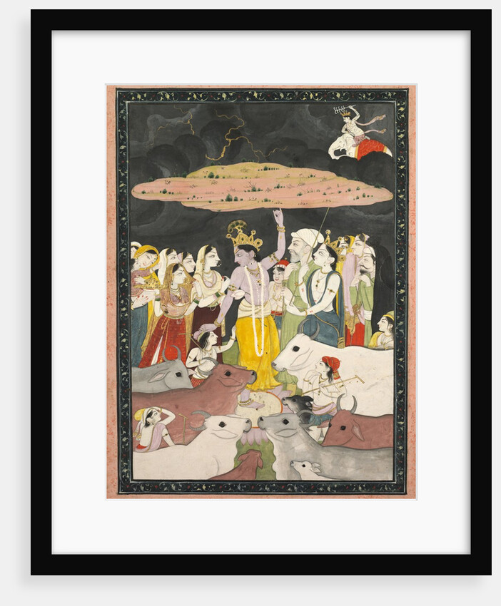 Krishna Lifting Mt. Govardhana, c. 1780-1790 by Unknown