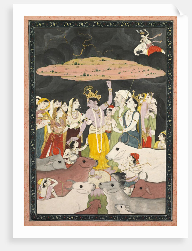 Krishna Lifting Mt. Govardhana, c. 1780-1790 by Unknown