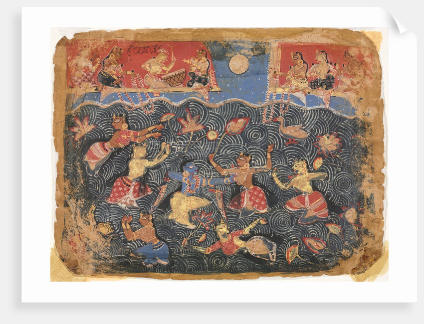 Krishna sporting with the gopis in the Jumna River, from a Bhagavata Purana, c. 1525-50 by (probably)
