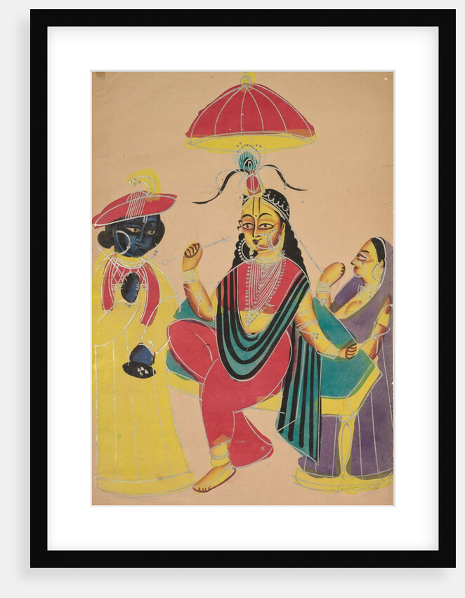 Krishna Standing by Radha who is Seated on a Chair, 1800s by Unknown