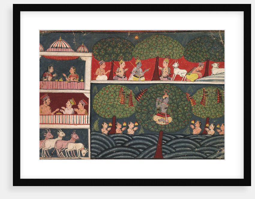 Krishna Stealing Gopis Clothes, Page from the Bhagavata Purana, c. 1650 by Unknown