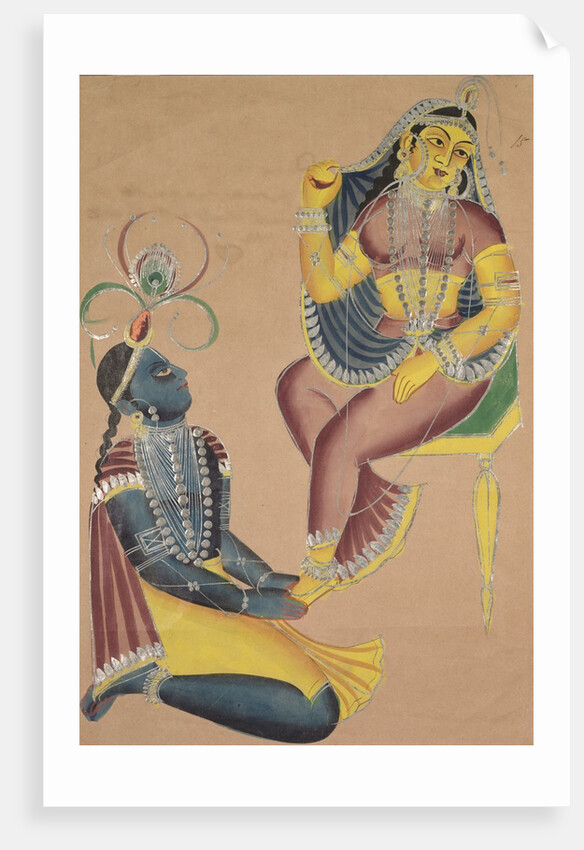 Krishna Stroking Radha's Feet, 1800s by Unknown