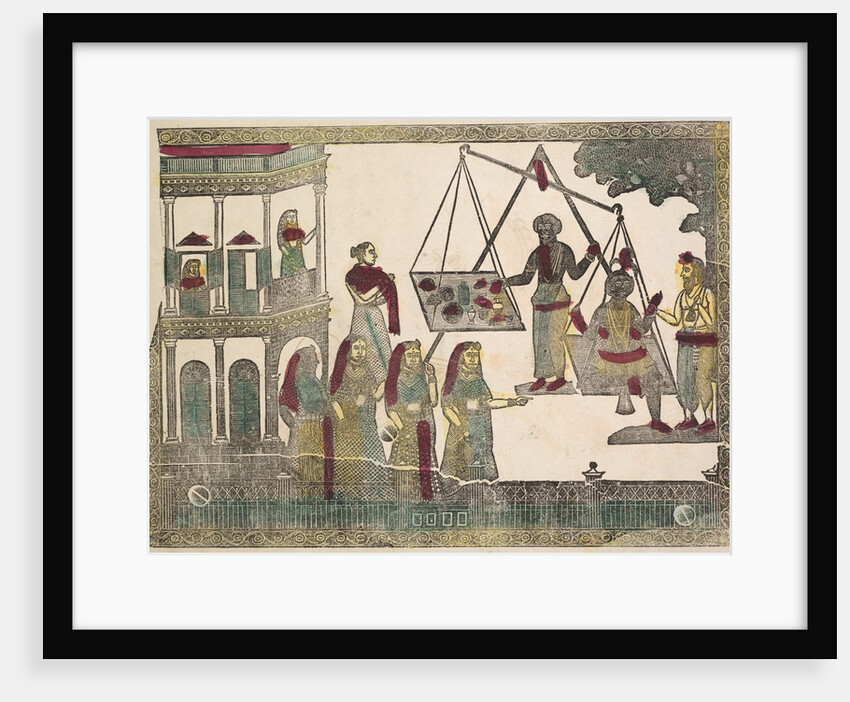 Krishna Weighted against Precious Objects, 1800s by Shri Gobinda Chandra Roy