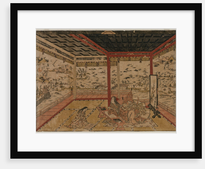 Lady Murasaki at Ishiyama Overlooking a Panorama with Seven Views of Lake Biwa, 1740s by Okumura Masanobu