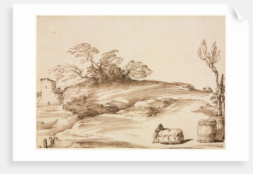Landscape with a Man Leaning on a Bale, c. 1640 by Guercino