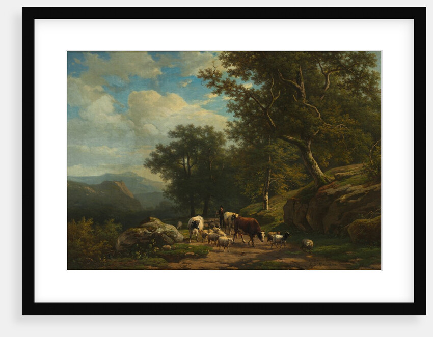 Landscape with a Peasant and His Flock, c. 1850 - 1859 by Alexander Joseph Daiwaille; Eugène Joseph Verboeckhoven