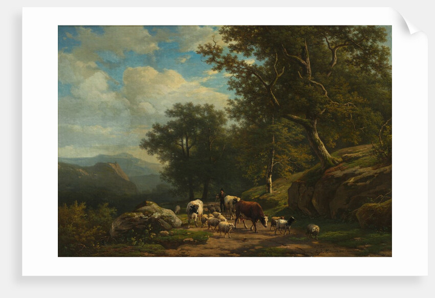 Landscape with a Peasant and His Flock, c. 1850 - 1859 by Alexander Joseph Daiwaille; Eugène Joseph Verboeckhoven