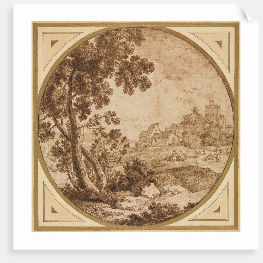 Landscape with Buildings and Figures, second half 1600s by Onorio Marinari
