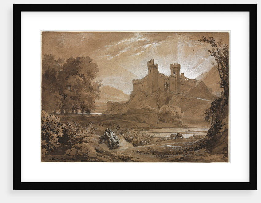 Landscape with Castle and Shepherds, 1814 by Achille Etna Michallon