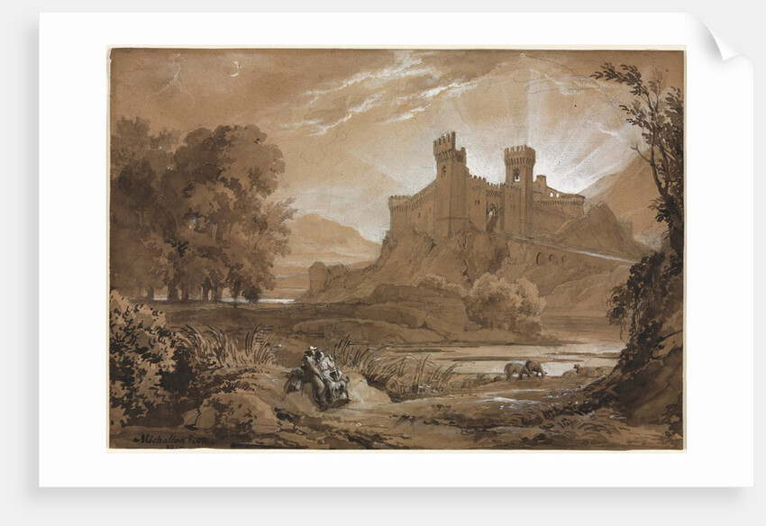 Landscape with Castle and Shepherds, 1814 by Achille Etna Michallon