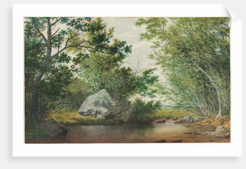 Landscape with Wooded Stream and Boulder, c. 1880s by William Allen Wall