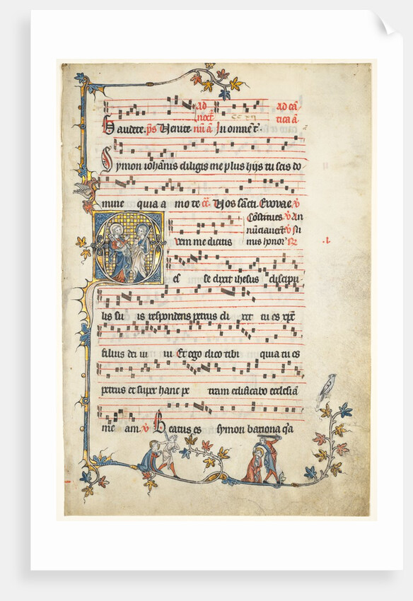Leaf Excised from an Antiphonary: Initial Q with Saints Peter and Paul, c. 1325 by Unknown