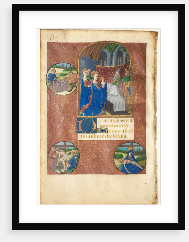 Leaf from a Book of Hours: Presentation in the Temple with Roundels of the Casting of Lots…, c1460 by Master of Adélaïde de Savoie (follower of)