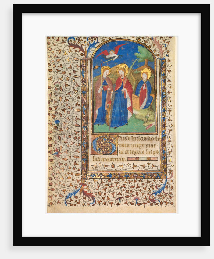 Leaf from a Book of Hours: Sts. Geneviève, Catherine of Alexandria, and Margaret…, c. 1415 by Boucicaut Master