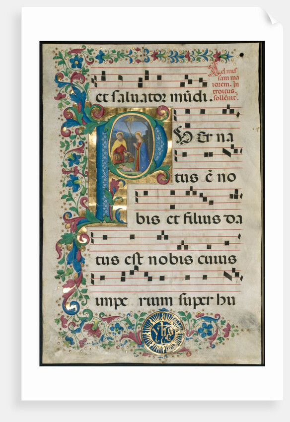 Leaf from a Gradual: Initial P with the Nativity, c. 1500 by Attavante degli Attavanti; Workshop