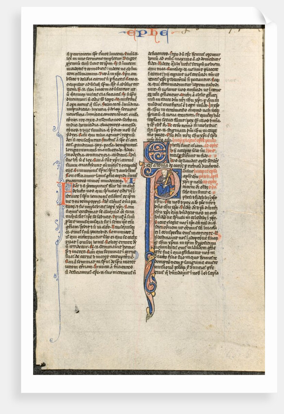 Leaf from a Latin Bible: Initial P with St. Paul Holding a Sword…, c. 1250 by Johannes Grusch Atelier (circle or workshop of)