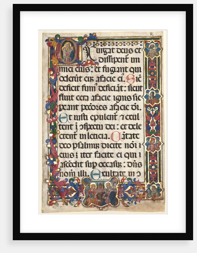 Leaf from a Psalter with Full Border with Medallions (Annunciation, SS. Jerome, Clare…, 1475 by Unknown