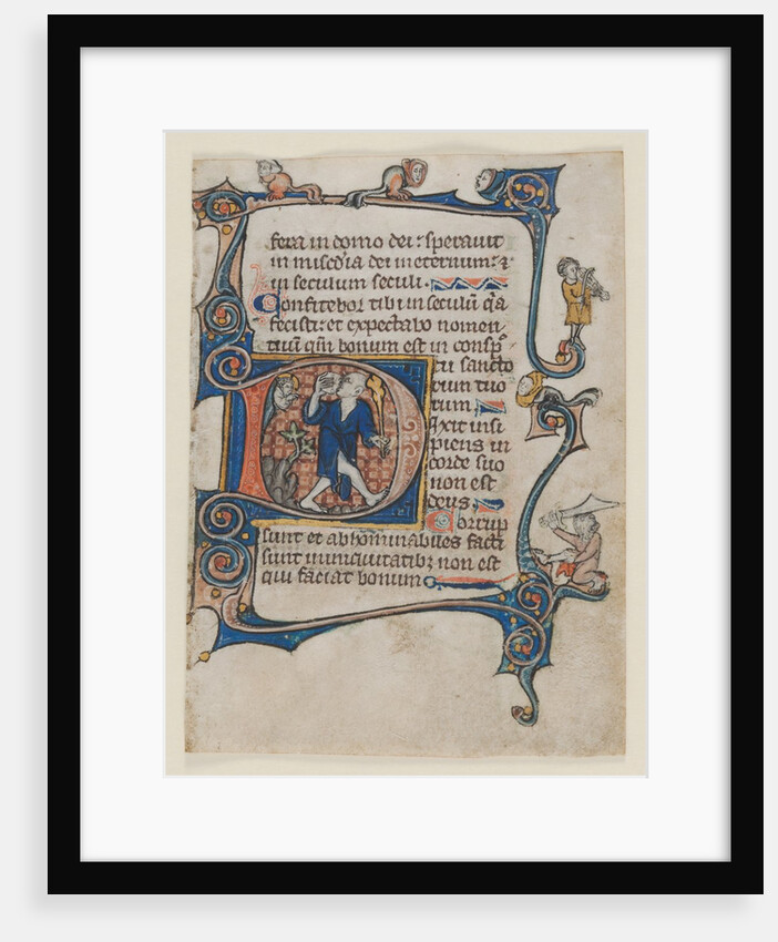 Leaf from a Psalter: Initial D: A Fool Rebuked by God, c. 1300-1320 by Unknown