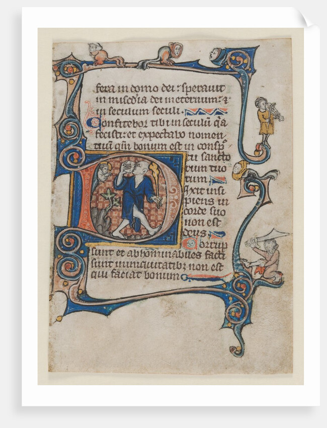 Leaf from a Psalter: Initial D: A Fool Rebuked by God, c. 1300-1320 by Unknown