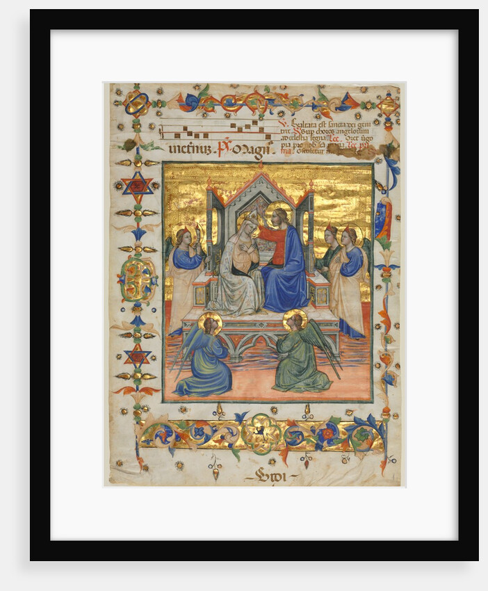 Leaf from an Antiphonary: Coronation of the Virgin, 1400s by Master of the Beffi Triptych (attributed to)