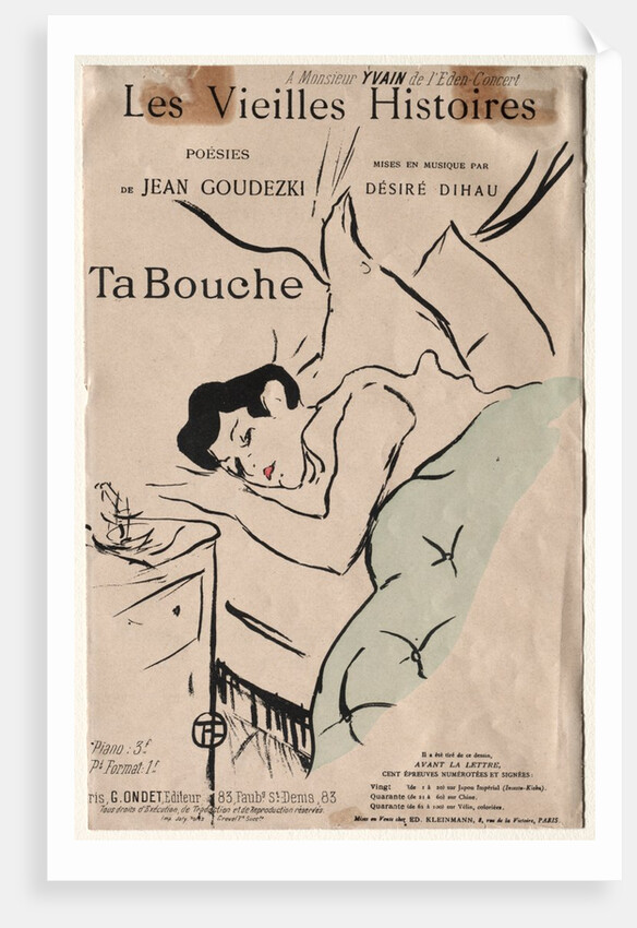 Les Vieilles histoires: Ta Bouche, 1893 by Henri de Toulouse-Lautrec