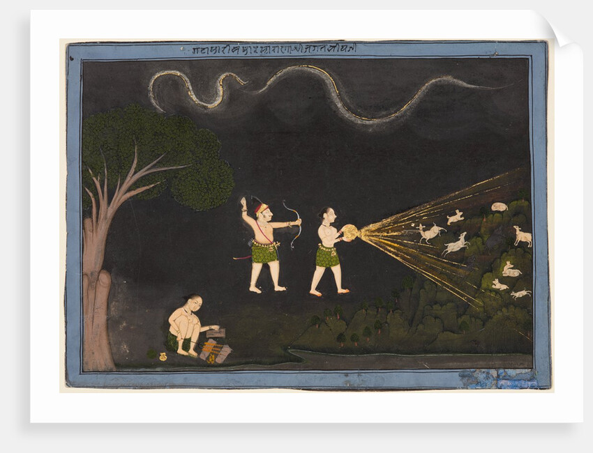 Maharana Jagat Singh dressed as a Bhil, hunting deer at night, c. 1735-40 by Unknown