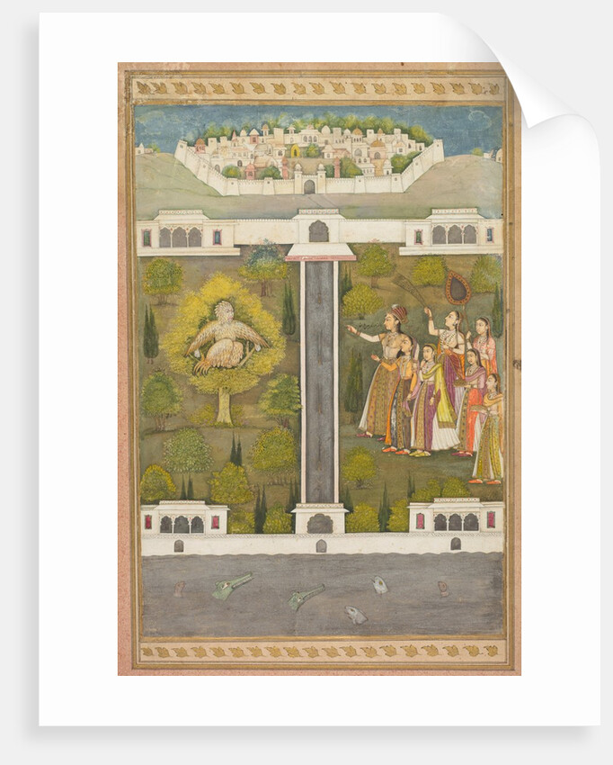 Mahliqa, Daughter of the Emperor of China, Pointing at the Bird-Man Khwaja Mubarak…, c. 1710 by Unknown