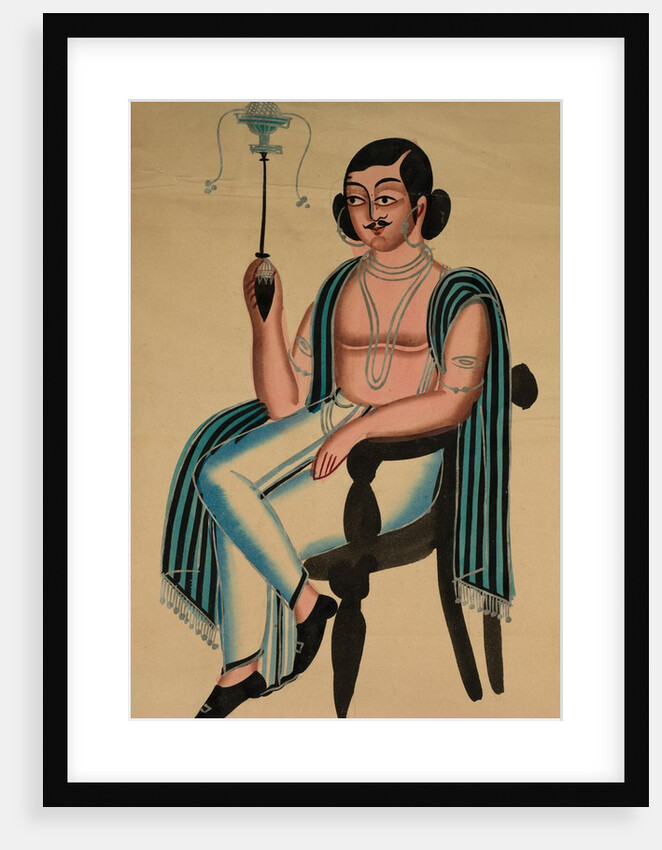 Man Seated in a European Chair Smoking a Margila Pipe, c. 1880 by Unknown