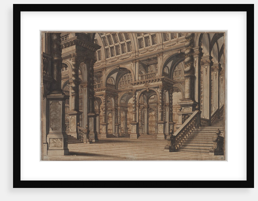 Monumental Vaulted Hall with Staircase by Giuseppe Galli Bibiena