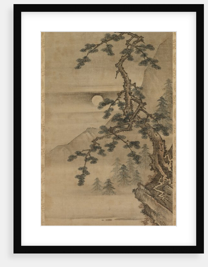 Moonlit Landscape of Pine Tree with Old Man in Boat, Muromachi period, 1392-1573 by Oguri Sotan