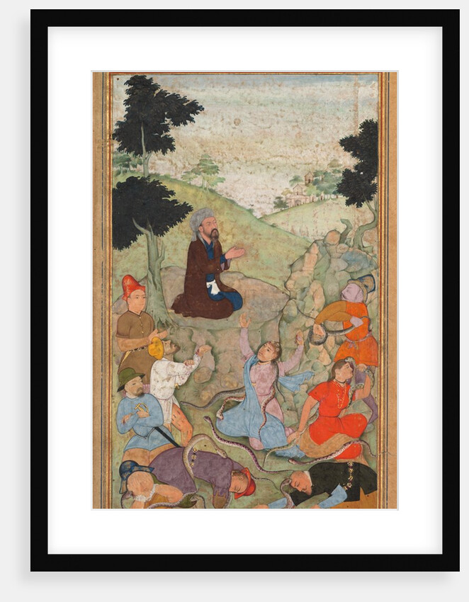 Moses praying to end the serpents? attack on the Israelites, from a Mir?at al-quds…, 1602-1604 by Unknown