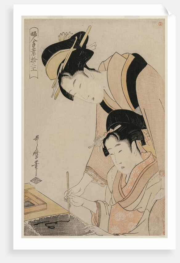 Mother Teaching her Daughter Calligraphy, from the series, Twelve Occupations of Women, c. 1798 by Kitagawa Utamaro