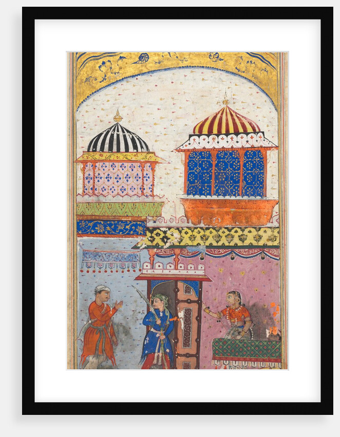 Page from Tales of a Parrot: Eighth night: A woman asks her lover to leave…, c. 1560 by Unknown