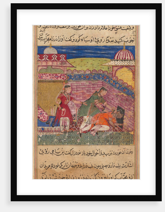 Page from Tales of a Parrot: Eighth night: The deceitful wife ejects…, 1558-1560 by Shravana