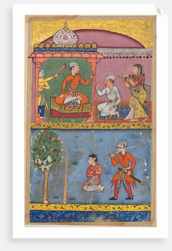 Page from Tales of a Parrot: Eighth night: The handmaiden appeals…, c. 1560 by Tara Chand