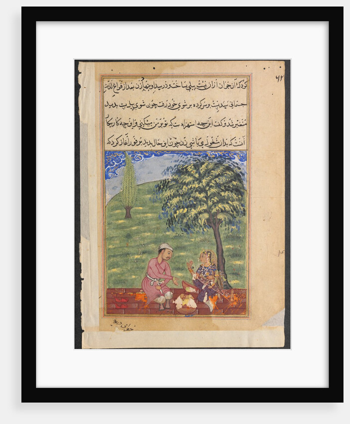 Page from Tales of a Parrot: Eighth night: The unfaithful wife explaining…, c. 1560 by Unknown