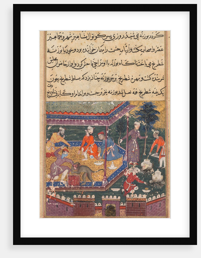 Page from Tales of a Parrot: Fifth night: The wounded monkey bites the hand?., c1560 by Unknown