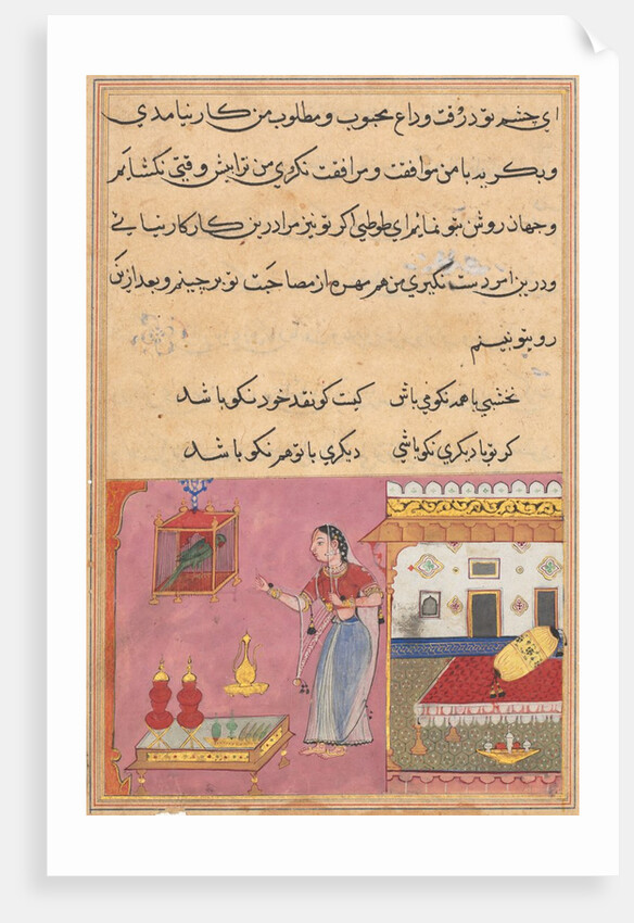 Page from Tales of a Parrot: Twentieth night: The parrot addresses…, c. 1560 by Unknown
