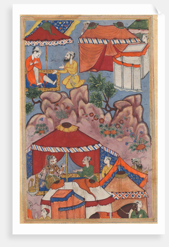 Page from Tales of a Parrot: Twenty-fourth night: Bashir confides his love?, c. 1560 by Unknown