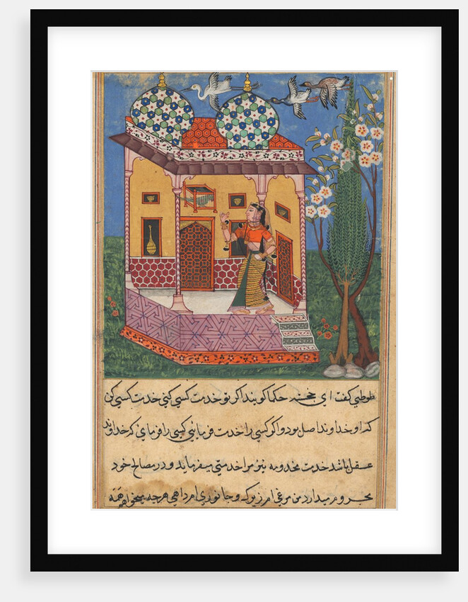Page from Tales of a Parrot: Twenty-sixth night: The parrot addresses Khujasta…, c1560 by Unknown