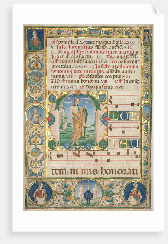 Pair of Graduals: Initial with St. Andrew and Mass for the Dead, c. 1480 by Jacopo Filippo d' Argenta
