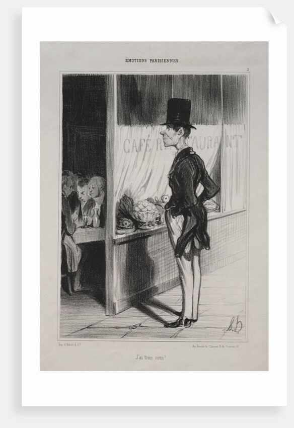 Parisian Emotions, plate 3: I Have Three Sous!, 1839 by Honoré Daumier