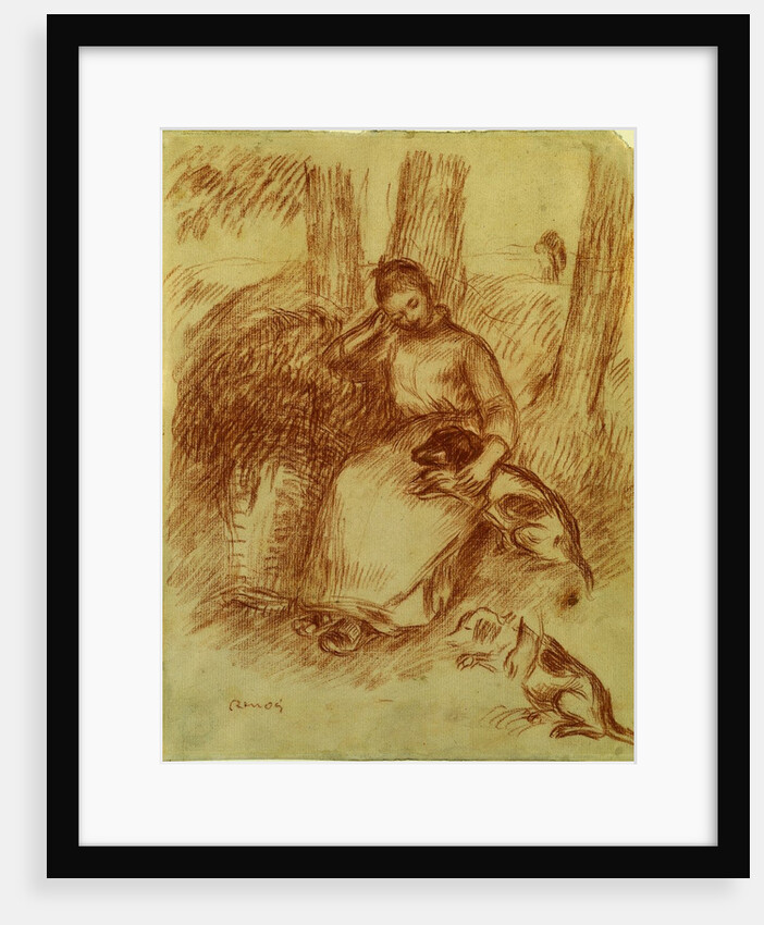 Peasant Girl with Dog, c. 1894 by Pierre-Auguste Renoir