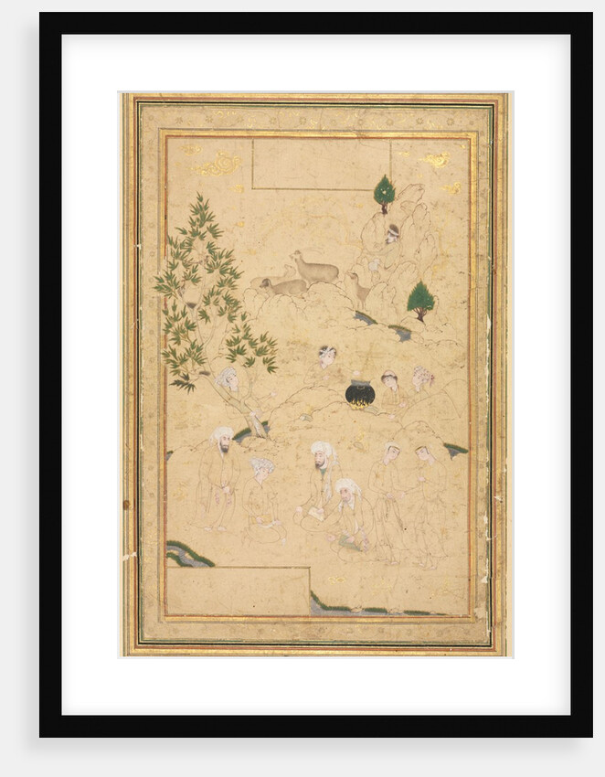 Picnic in the Mountains; Single Page Illustration, c. 1550-1600 by Muhammadi (style of)