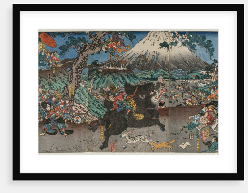 Picture of Minamoto no Yoritomo's Hunt on the Slopes of Mount Fuji, mid 1840s by Utagawa Yoshifuji