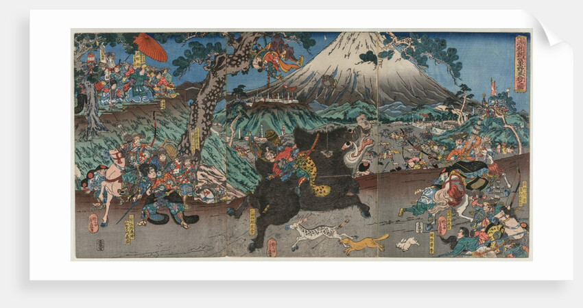 Picture of Minamoto no Yoritomo's Hunt on the Slopes of Mount Fuji, mid 1840s by Utagawa Yoshifuji